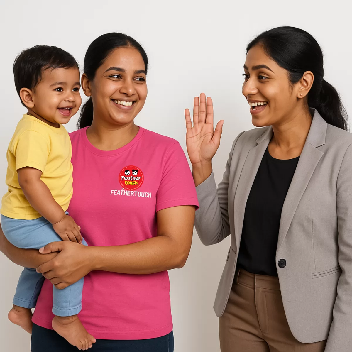 A Feathertouch caregiver playing with toddlers at a centre